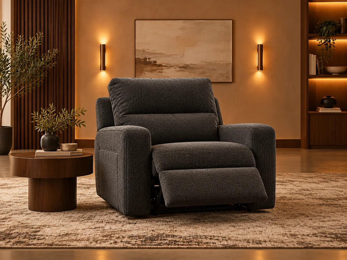 Illustrative premium interior for Theater Haven Recliners collection; exact products shown separately in listings