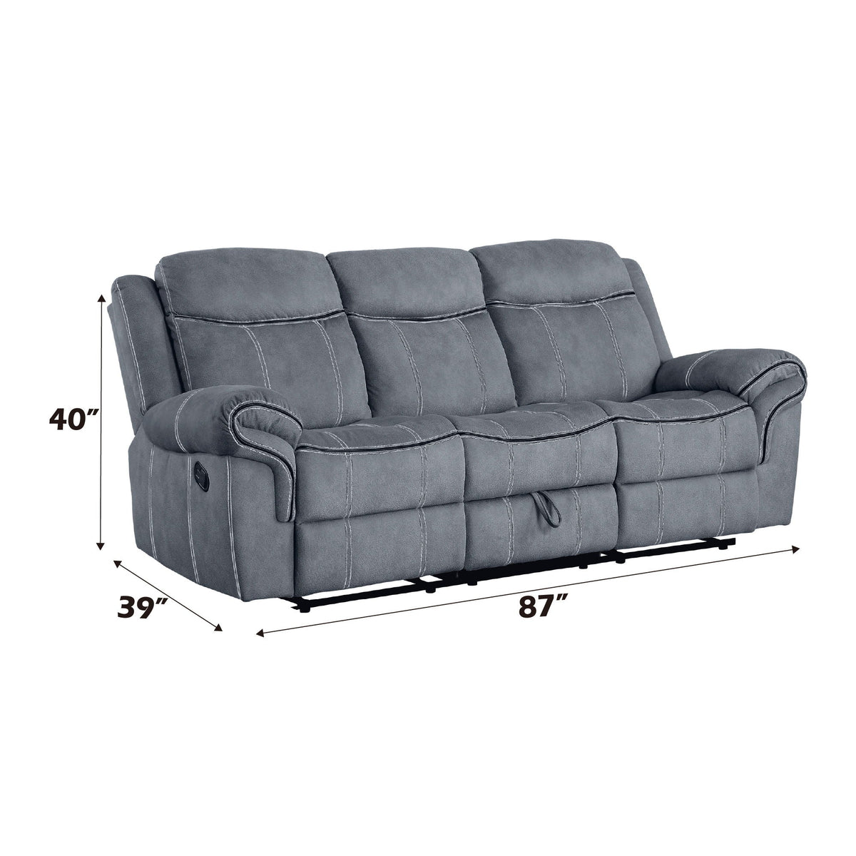 Zubaida Two Tone 3 Piece Recliner Living Room Set with Pillow-Top Armrests - Dark Gray or Dark Brown