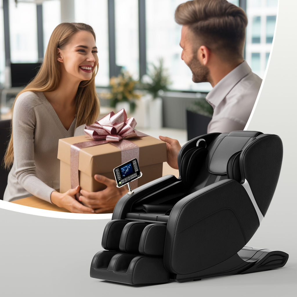 Full-Body Massage Chair with Foot Rollers & Touchscreen | Black