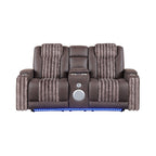 Power Reclining Living Room Set with Adjustable Headrest and LED - Black, Brown, Gray