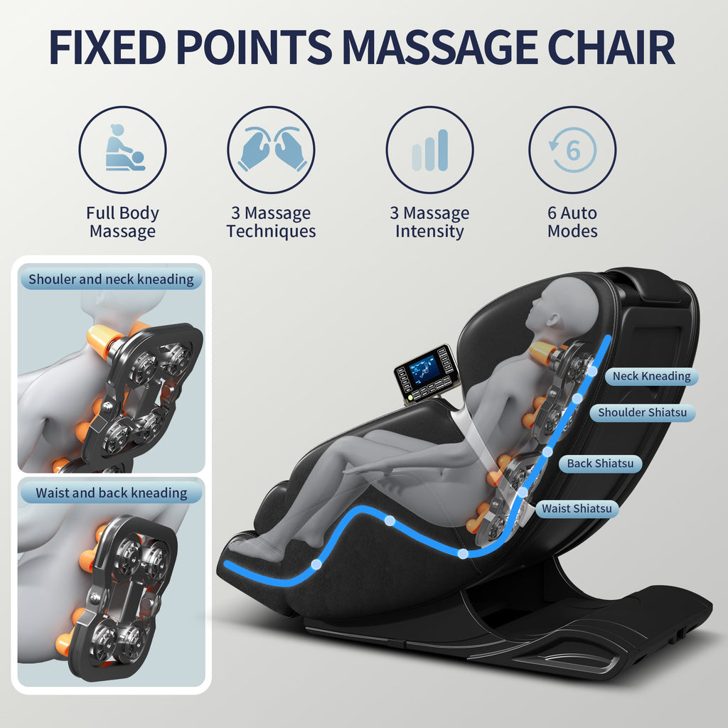 Full-Body Massage Chair with Foot Rollers & Touchscreen | Black