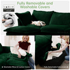 Slipcovered 2 Seater Sofa with 2 Ottomans - Corduroy