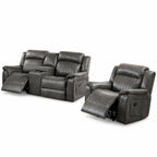 Contemporary Living Room Set with Manual Recliners - Dark Gray