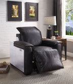 Misezon top-grain leather power recliner in Dark Brown, supplier product photograph