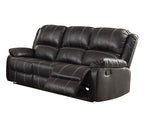 Synthetic Recliner Sofa with Manual Recline - Black or Dark Brown