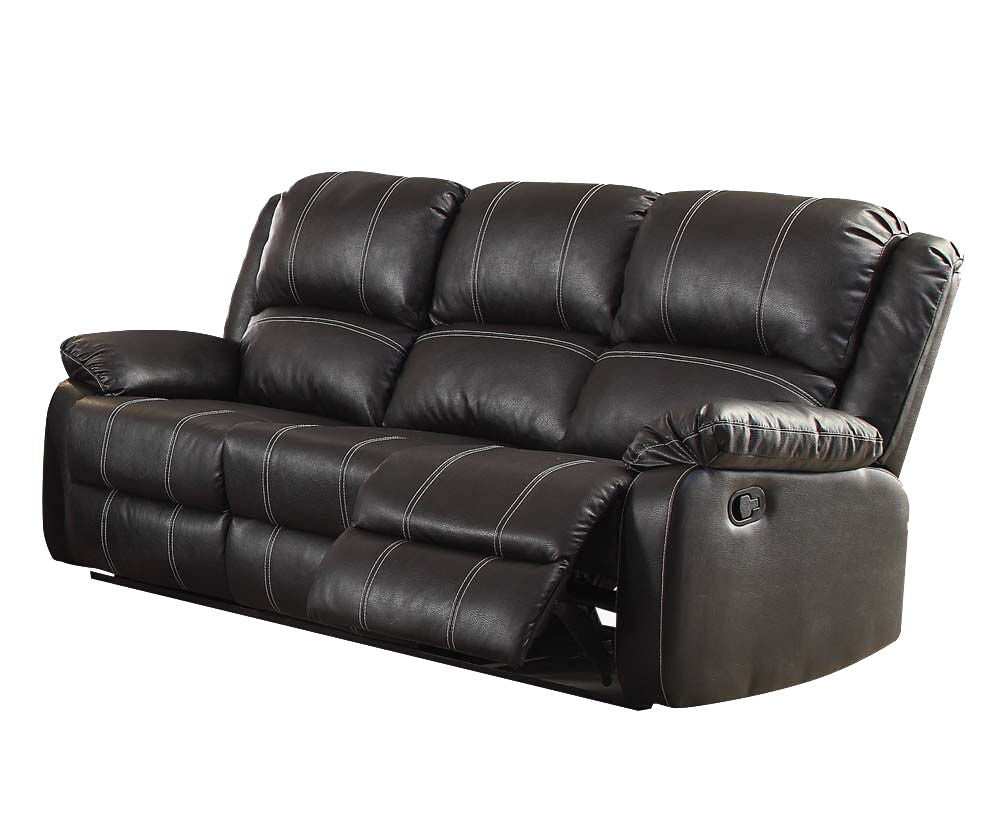 Synthetic Recliner Sofa with Manual Recline - Black or Dark Brown
