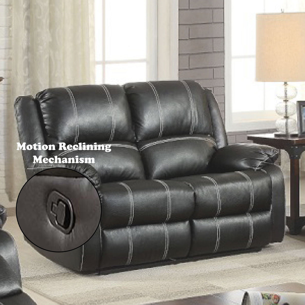 Zuriel Synthetic Recliner Loveseat with Manual Recline - Black or Dark Brown