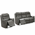 Contemporary Living Room Set with Manual Recliners - Dark Gray