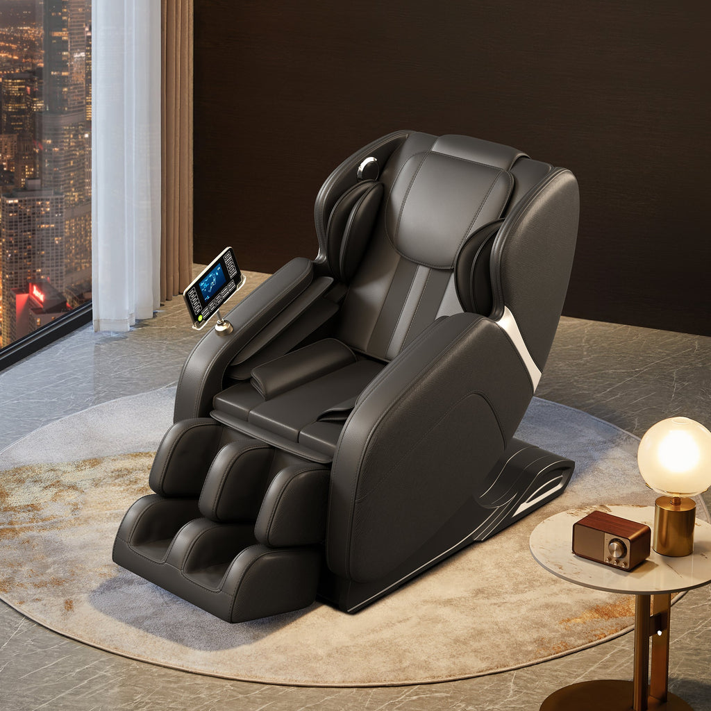 Full-Body Massage Chair with Foot Rollers & Touchscreen | Black