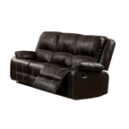 Synthetic Recliner Sofa with Manual Recline - Black or Dark Brown