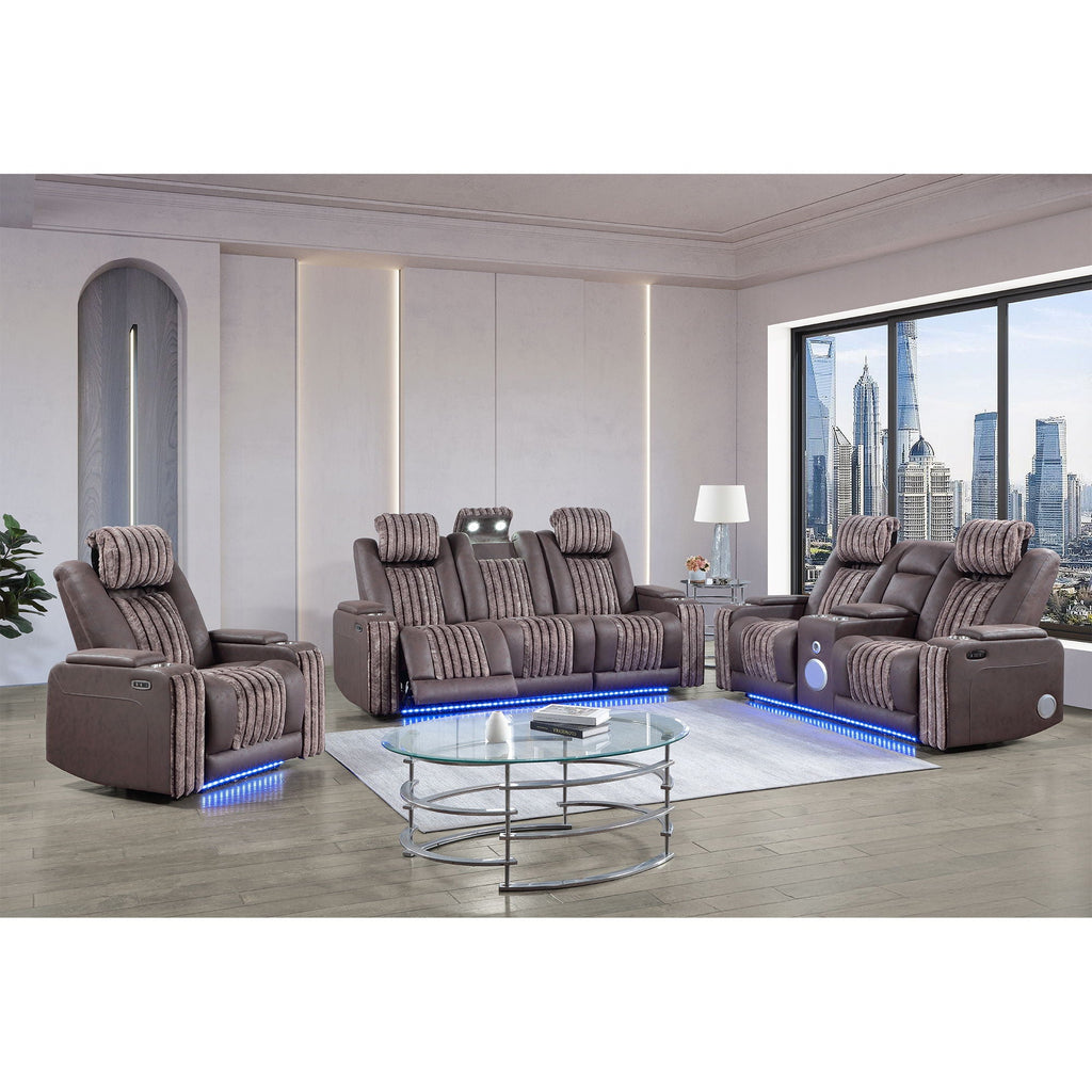 Power Recliner Chair with Power Headrest and LED Lighting - Black, Dark Brown, or Dark Gray