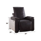 Misezon Top Grain Leather Power Motion Recliner - Dark Brown