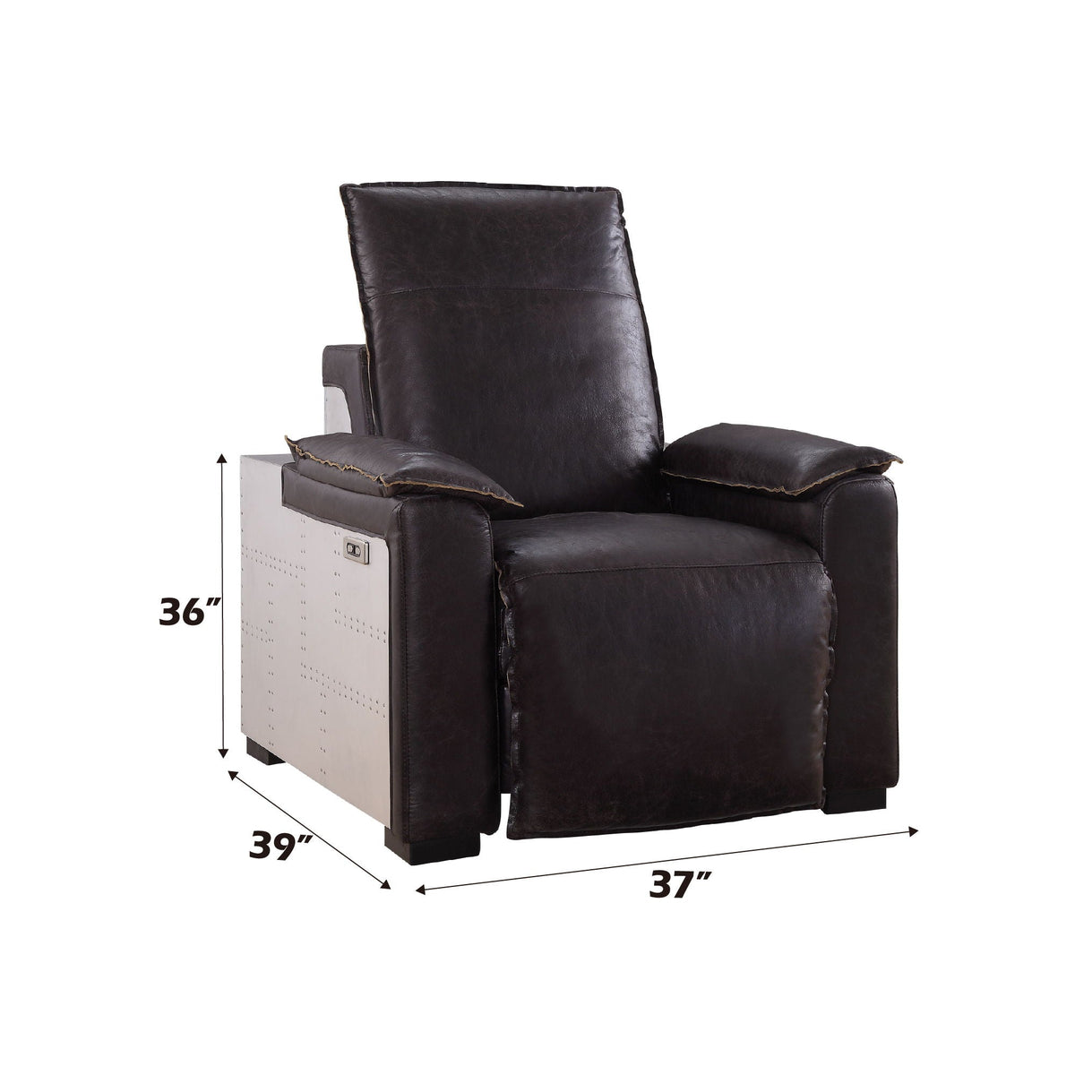 Misezon Top Grain Leather Power Motion Recliner - Dark Brown