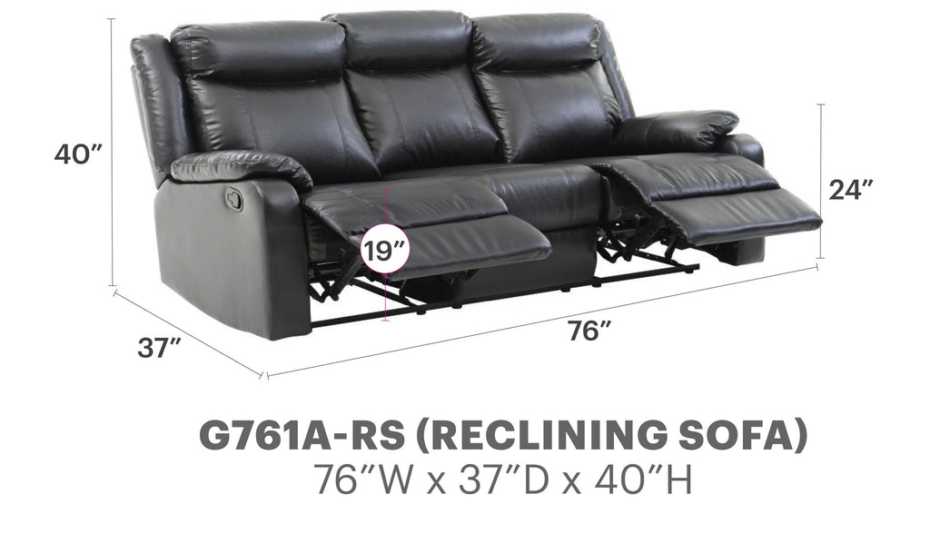 Contemporary Three Seater Reclining Sofa with Double Recliners - Multiple Colors