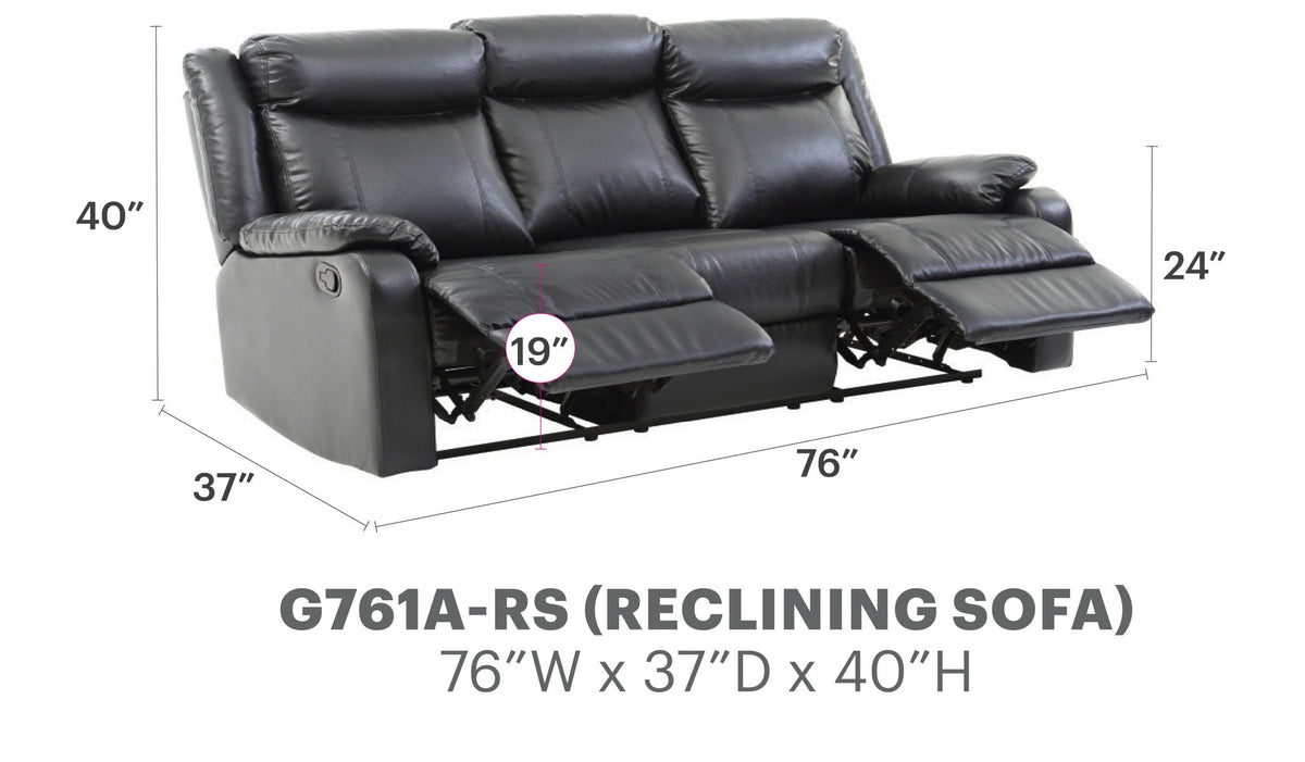Contemporary Three Seater Reclining Sofa with Double Recliners - Multiple Colors