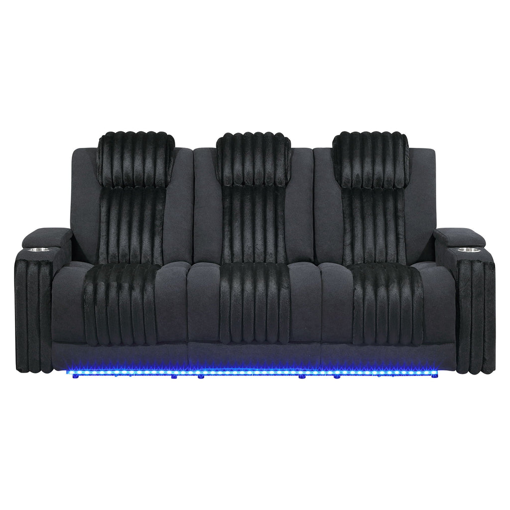 Duran power reclining living room seating in Black, supplier color reference