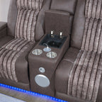 Power Reclining Living Room Set with Adjustable Headrest and LED - Black, Brown, Gray