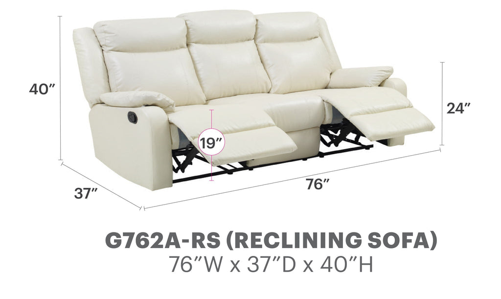 Contemporary Three Seater Reclining Sofa with Double Recliners - Multiple Colors