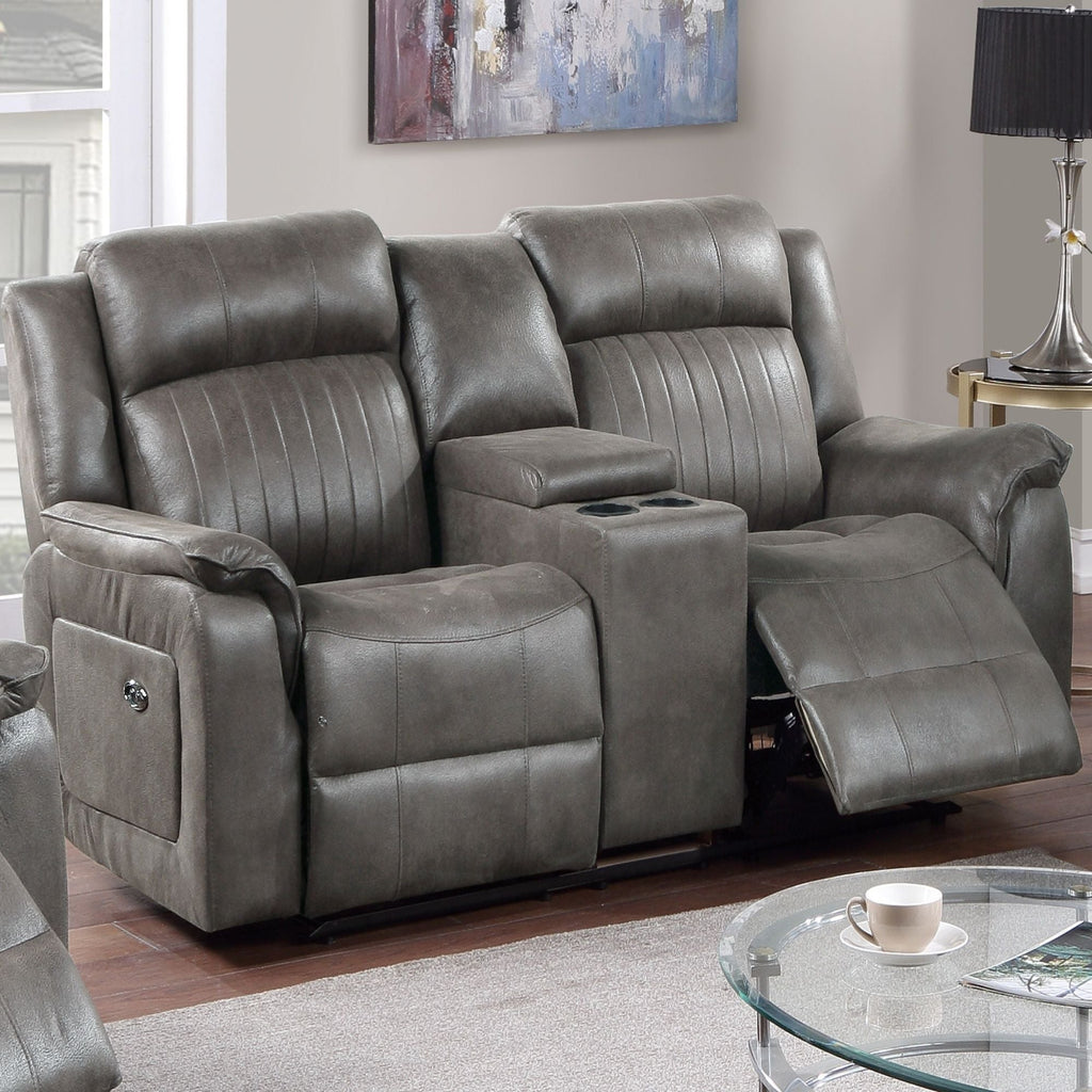 Contemporary Living Room Set with Manual Recliners - Dark Gray