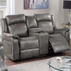 Contemporary Living Room Set with Manual Recliners - Dark Gray