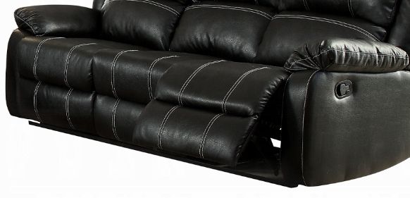 Synthetic Recliner Sofa with Manual Recline - Black or Dark Brown