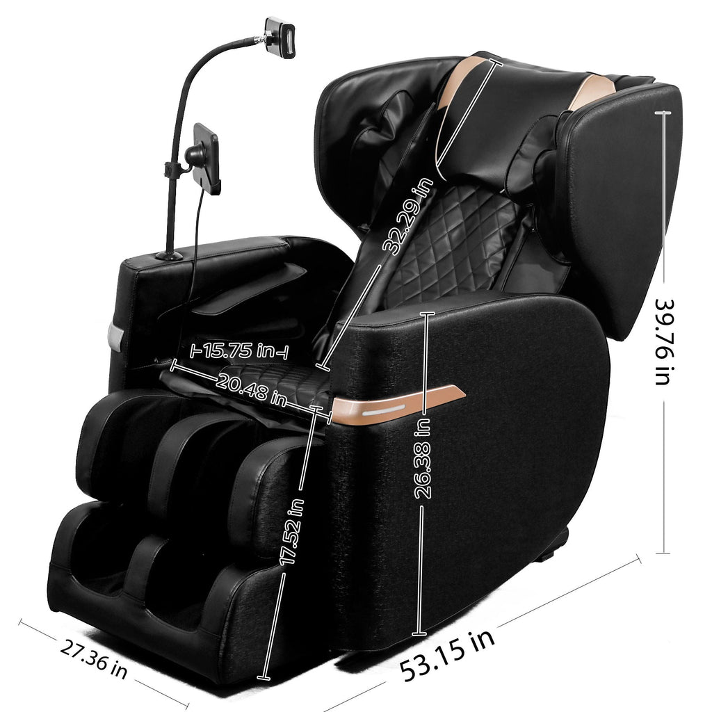 Massage Chair Recliner with Zero Gravity and Full Body Air Pressure - Black