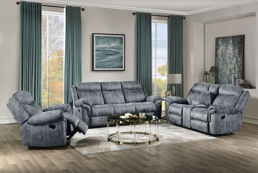Zubaida Two Tone 3 Piece Recliner Living Room Set with Pillow-Top Armrests - Dark Gray or Dark Brown
