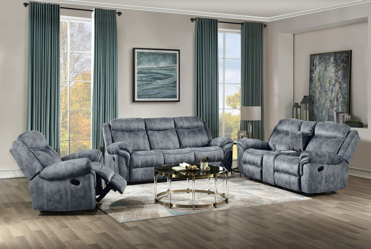 Zubaida Two Tone 3 Piece Recliner Living Room Set with Pillow-Top Armrests - Dark Gray or Dark Brown