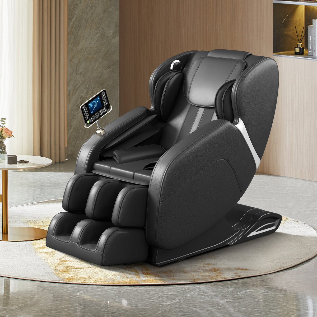 Full-Body Massage Chair with Foot Rollers & Touchscreen | Black
