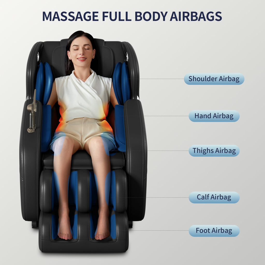 Full-Body Massage Chair with Foot Rollers & Touchscreen | Black
