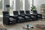 Toohey 7-Piece Home Theater Seating | 5 Recliners + 2 Consoles | Black