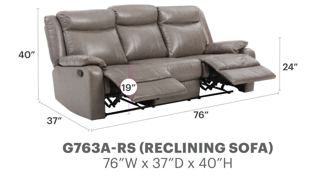 Contemporary Three Seater Reclining Sofa with Double Recliners - Multiple Colors