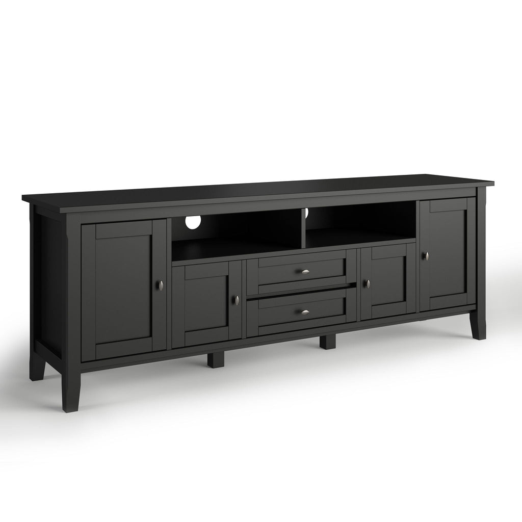 Warm Shaker solid-wood TV media stand in Black, supplier product photograph