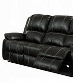 Synthetic Recliner Sofa with Manual Recline - Black or Dark Brown