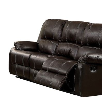 Synthetic Recliner Sofa with Manual Recline - Black or Dark Brown