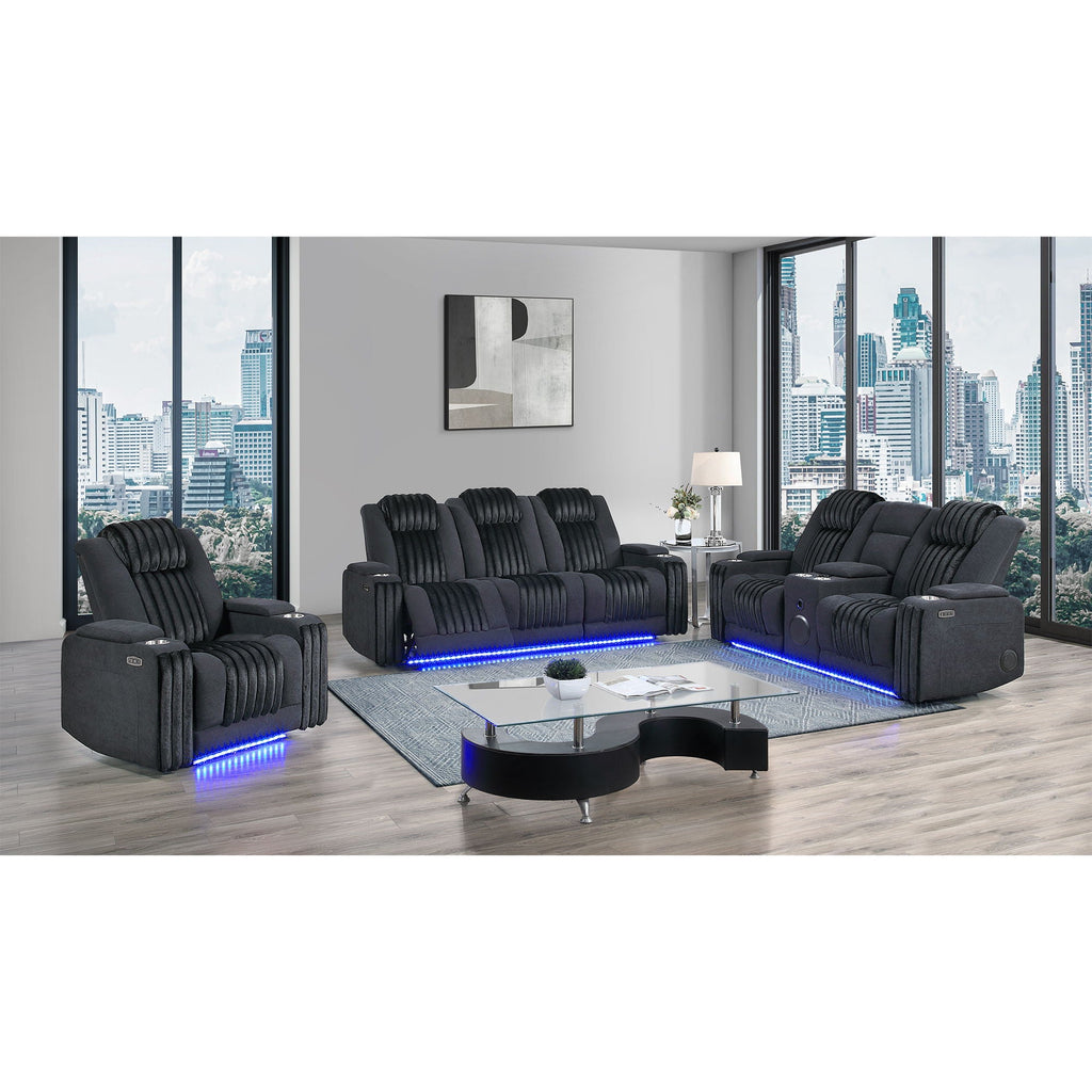 Power Recliner Chair with Power Headrest and LED Lighting - Black, Dark Brown, or Dark Gray