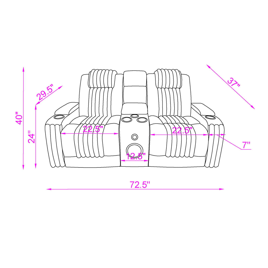 Power Reclining Living Room Set with Adjustable Headrest and LED - Black, Brown, Gray