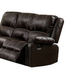 Synthetic Recliner Sofa with Manual Recline - Black or Dark Brown
