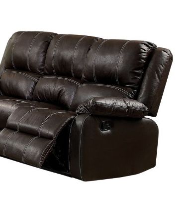 Synthetic Recliner Sofa with Manual Recline - Black or Dark Brown