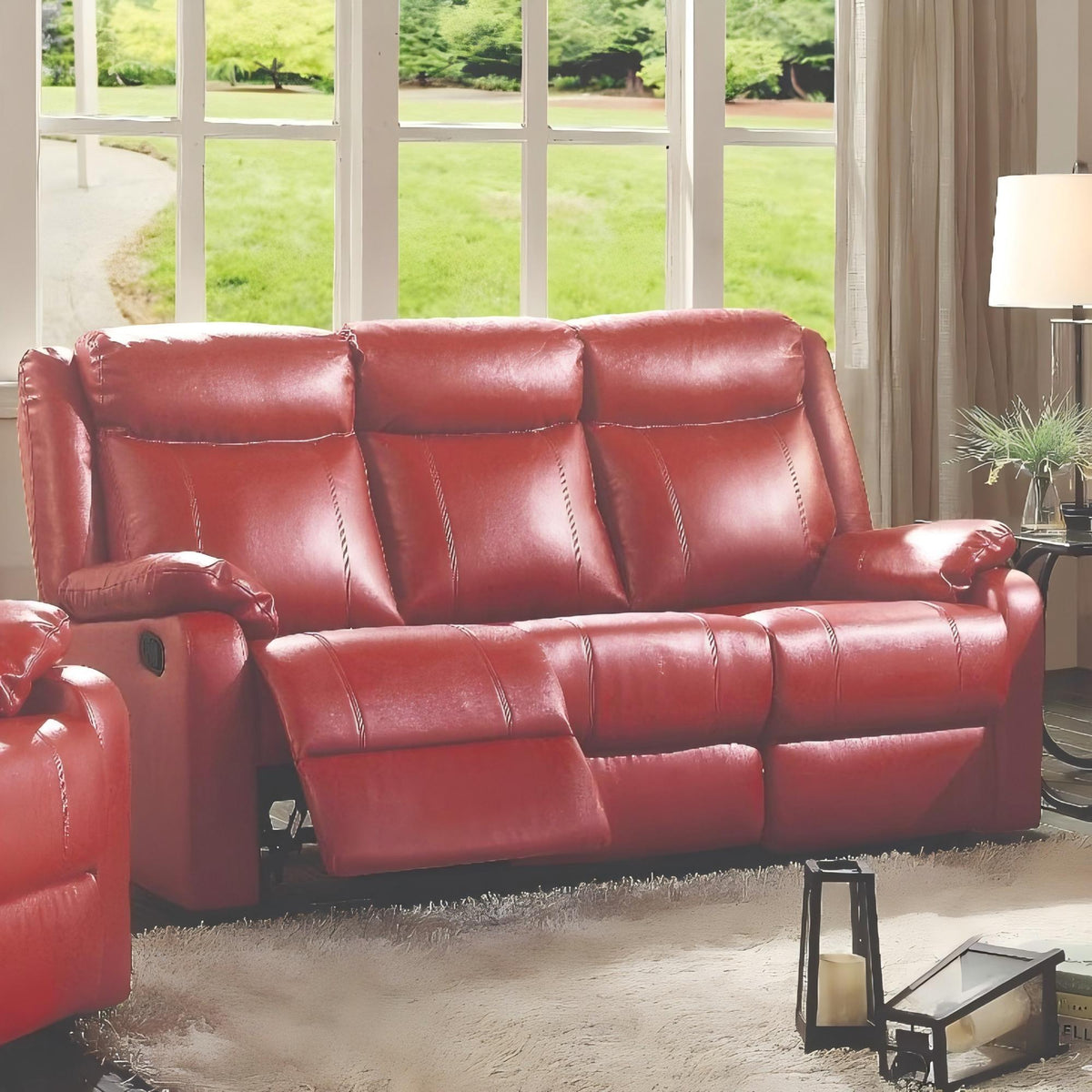 Contemporary Three Seater Reclining Sofa with Double Recliners - Multiple Colors