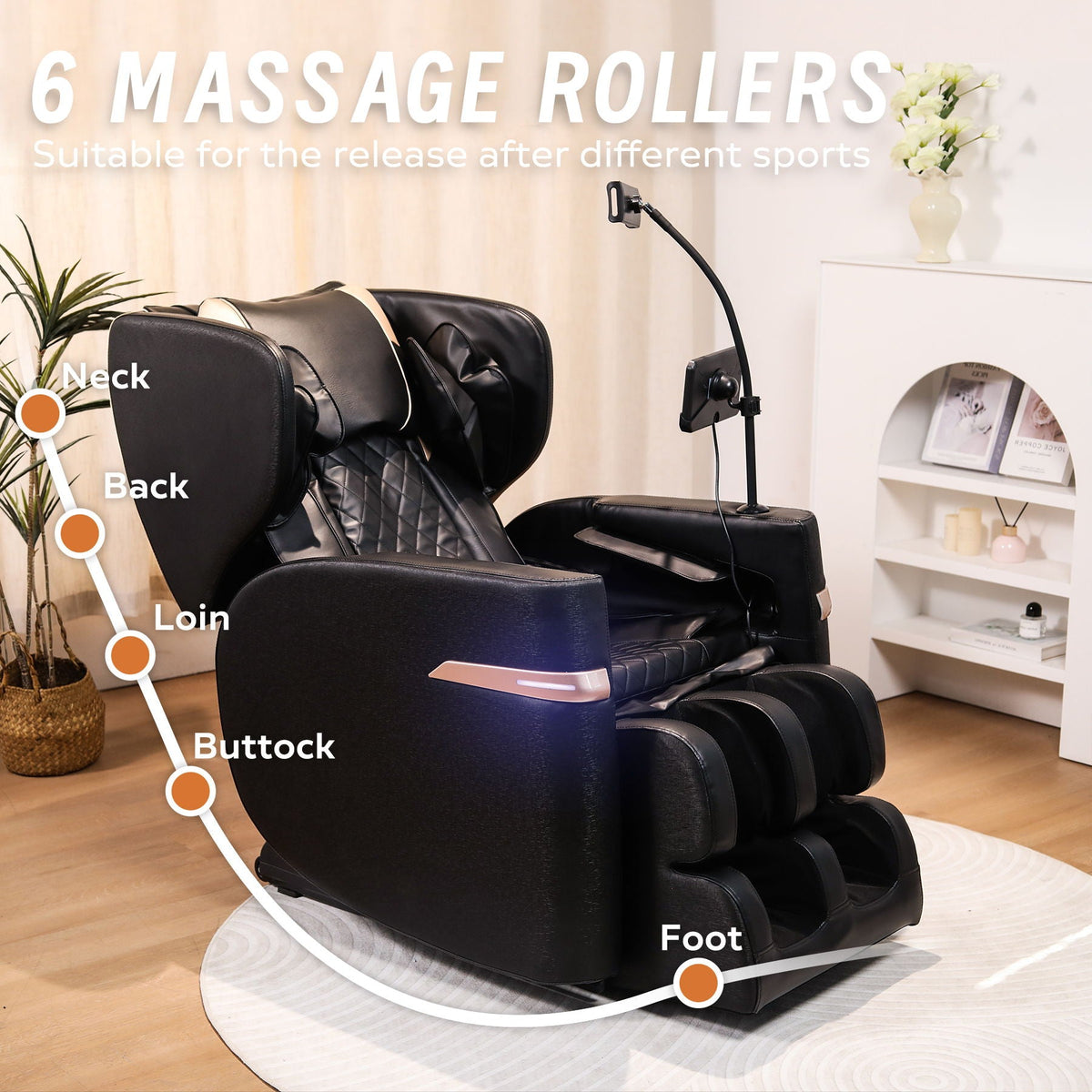 Massage Chair Recliner with Zero Gravity and Full Body Air Pressure - Black