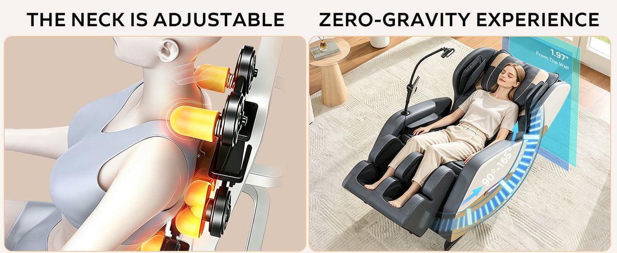 Gold+White Massage Chair Recliner with Zero Gravity and Full Body Air Pressure