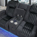 Power Reclining Living Room Set with Adjustable Headrest and LED - Black, Brown, Gray