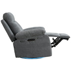 270 degree rotating electric recliner speaker with LED light, USB+C charging port, extendable foot pedal, adjustable backrest