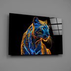 Neon Jaguar Glass Wall Art || Designer Collection