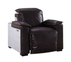 Misezon Top Grain Leather Power Motion Recliner - Dark Brown