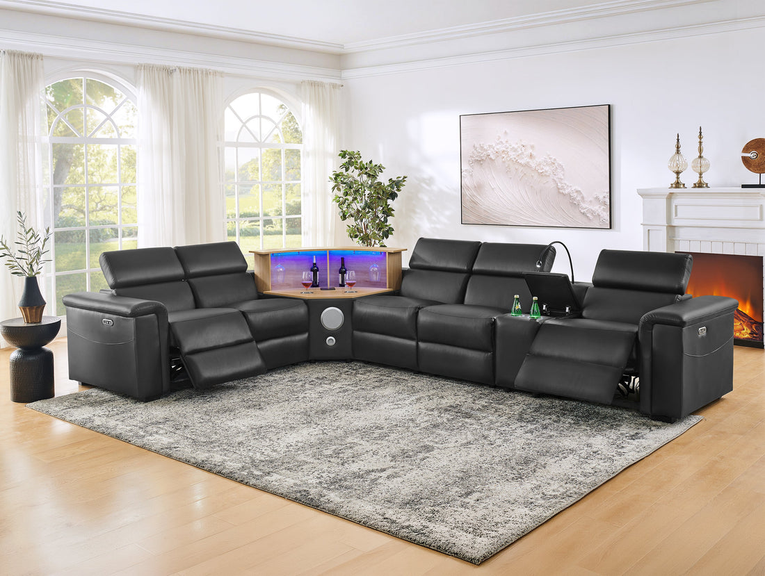 Five-seat L-shaped motorized sectional in Black, original supplier product image