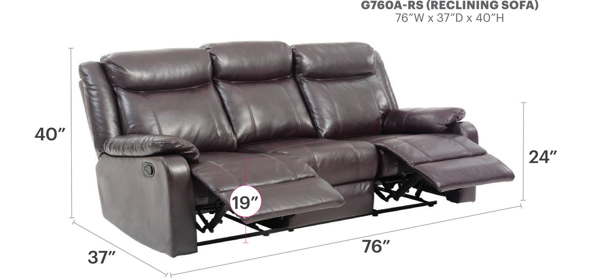 Contemporary Three Seater Reclining Sofa with Double Recliners - Multiple Colors