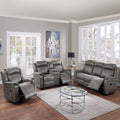 Contemporary Living Room Set with Manual Recliners - Dark Gray