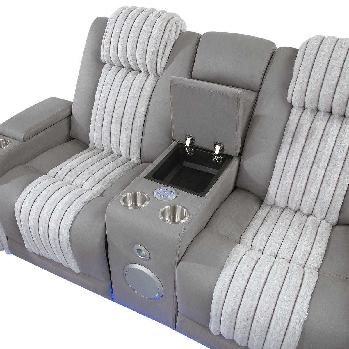 Power Reclining Living Room Set with Adjustable Headrest and LED - Black, Brown, Gray
